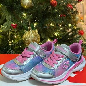 Skechers Kids' Pink and Silver Sneakers